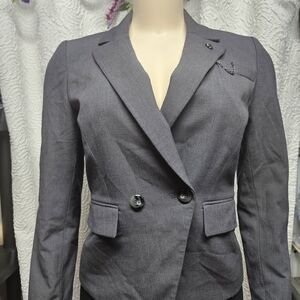 Tahari ASL Gray Blazer with Classic Lapels